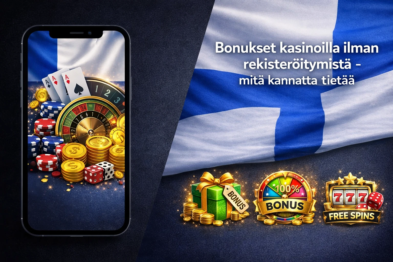 Bonukset kasinoilla ilman rekisteröitymistä - mitä kannattaa tietää