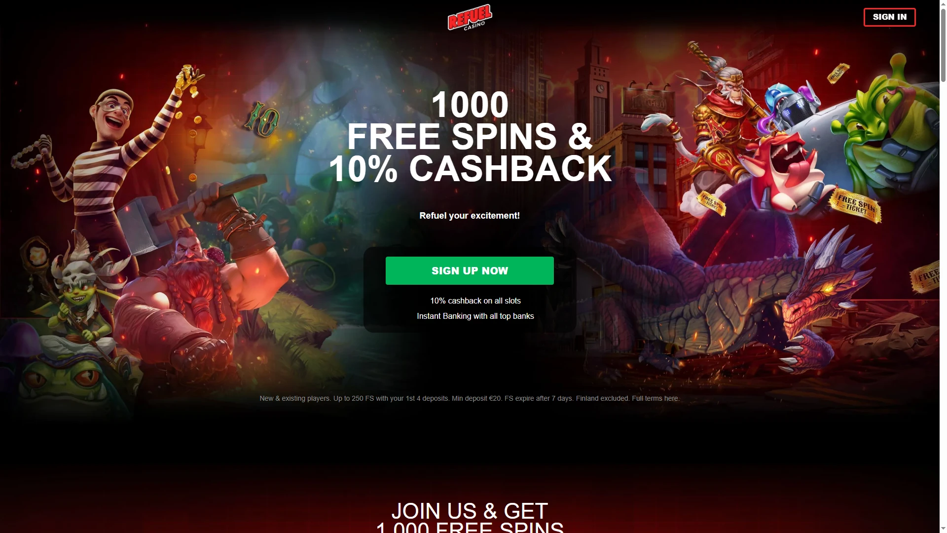 Refuel Casino - käteiskierrokset ilman rekisteröitymistä